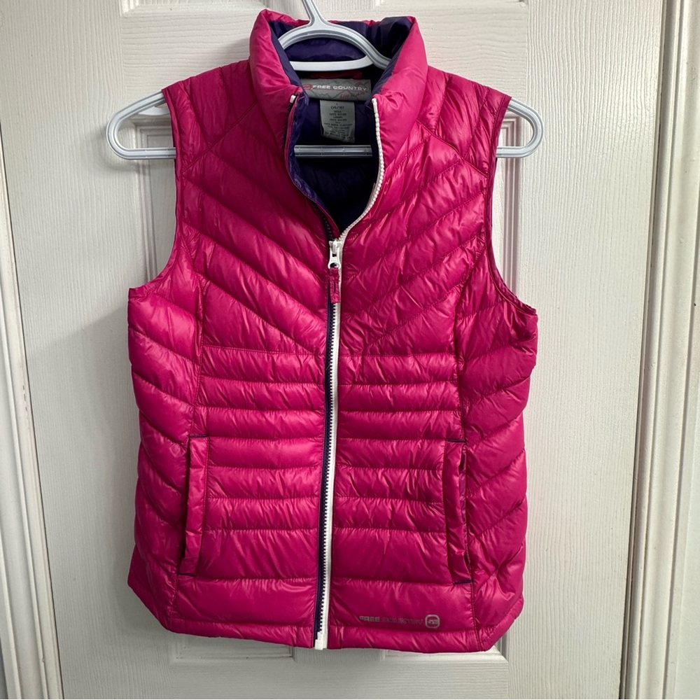 Free Country Girls Pink Quilted Down Vest Size 14/16 Lightweight Puffer Like New